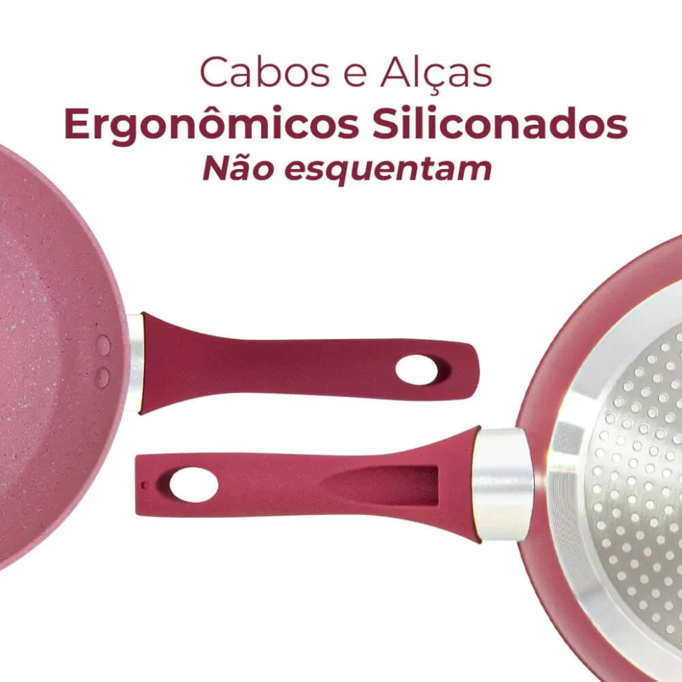 ogo De Panelas Antiaderente Cerâmica De Indução 5 Peças Viena Vinho Plus - Casambiente - #3