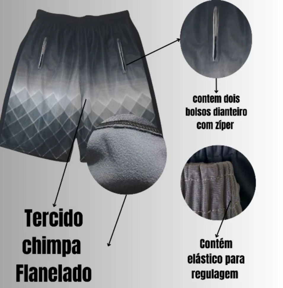 Kit 3 ou 2 Bermuda Masculino Adulto Malha Chimpa Short Casual Flanelado - #4