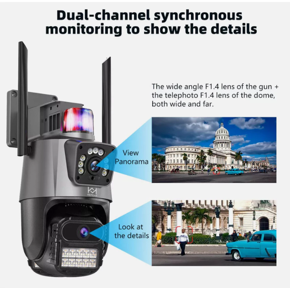 Câmera De Segurança Externa Lente Dupla 4k 6mp Sirene Policial - #1