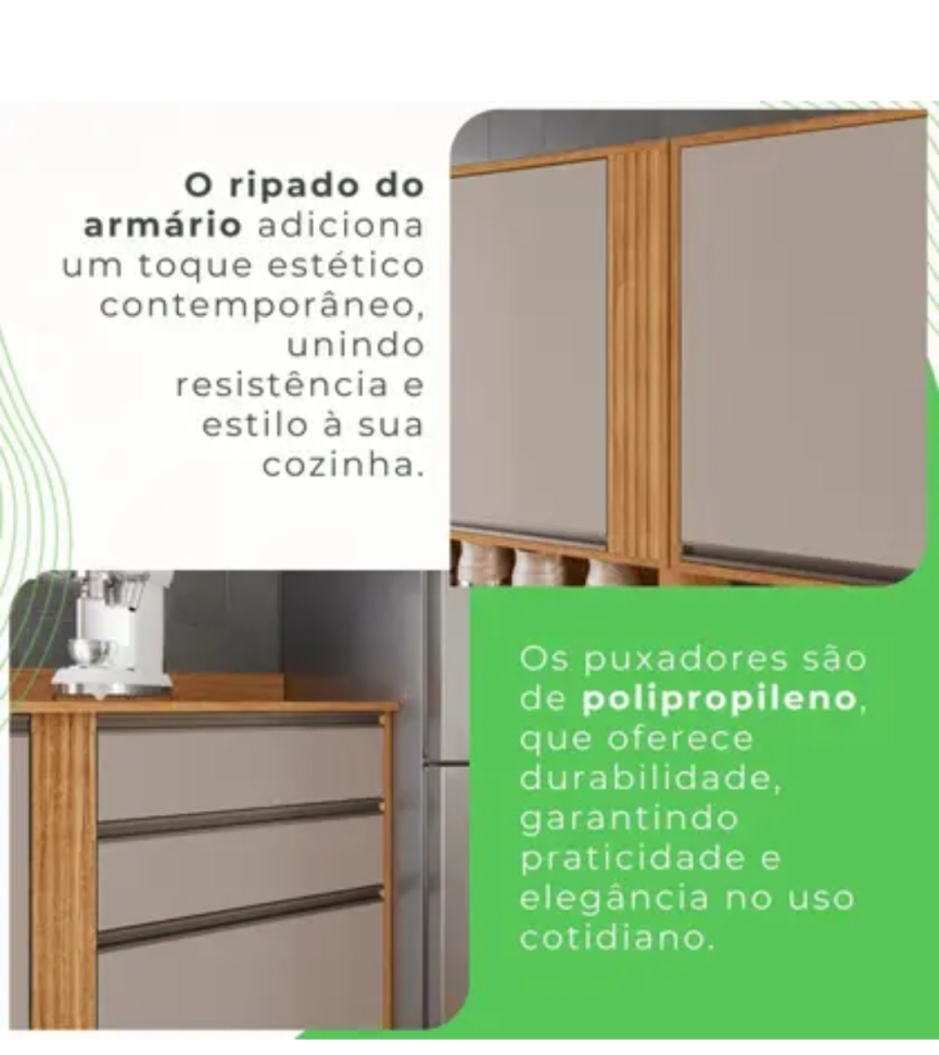 Cozinha Compacta 4 Peças 5 Portas 2 Gavetas Pérola - - #1
