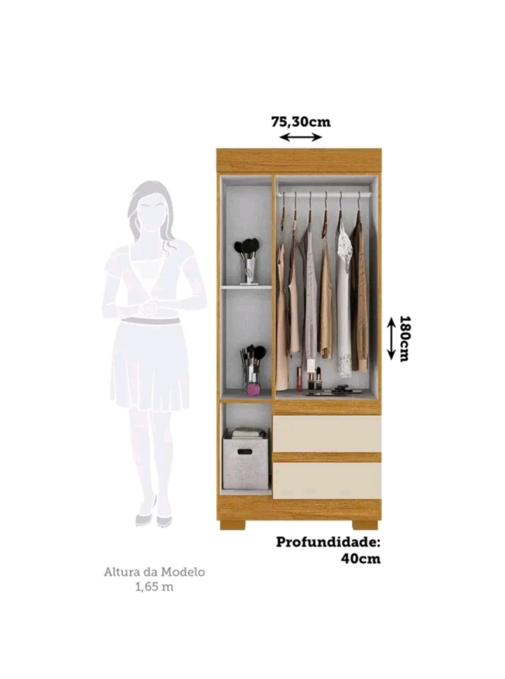 GUARDA ROUPA ACP MAYA 3 PORTAS SOLTEIRO NATURE/OFF 763mm LARGURA 1,80m ALTURA 100%MDP - #1