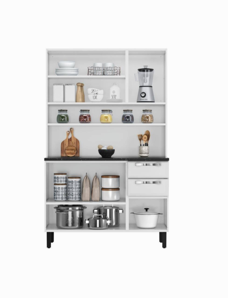 Cozinha Completa Compacta Pratika 6 Portas 2 Gavetas Branca e Preta Itatiaia - Branco - #2