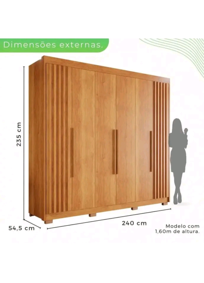 GUARDA ROUPA SALLETO GRANADA CINAMOMO 2,40m LARGURA 2,35m ALTURA 100%MDF - #6