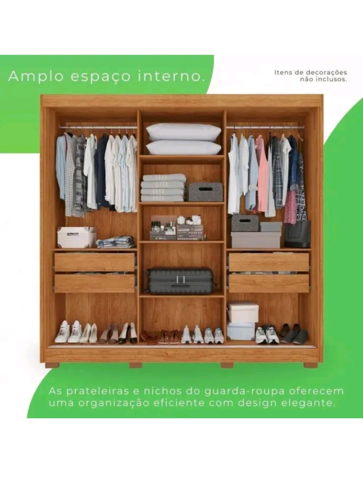 GUARDA ROUPA SALLETO ATENAS CINAMOMO/OFF 2,20m LARGURA 2,23m ALTURA - #5