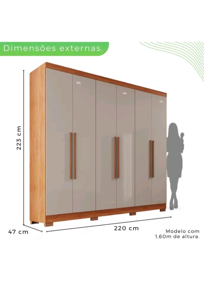QUARDA ROUPA SALLETO COLISEU CINAMO/OFF 220cm LARGURA 223cm ALTURA - #1