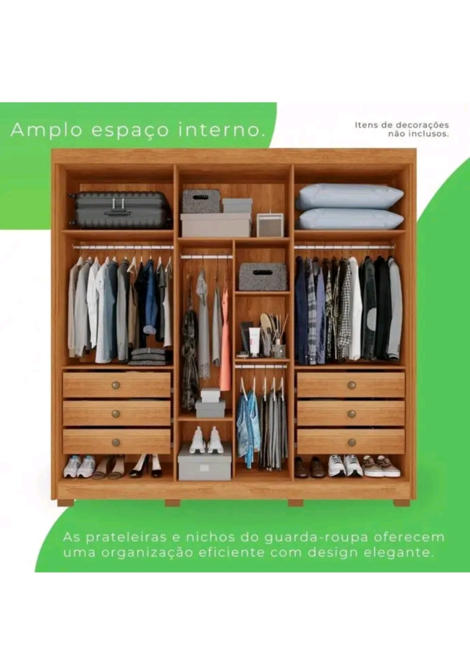 GUARDA ROUPA SALLETO GRANADA CINAMOMO 2,40m LARGURA 2,35m ALTURA 100%MDF - #5