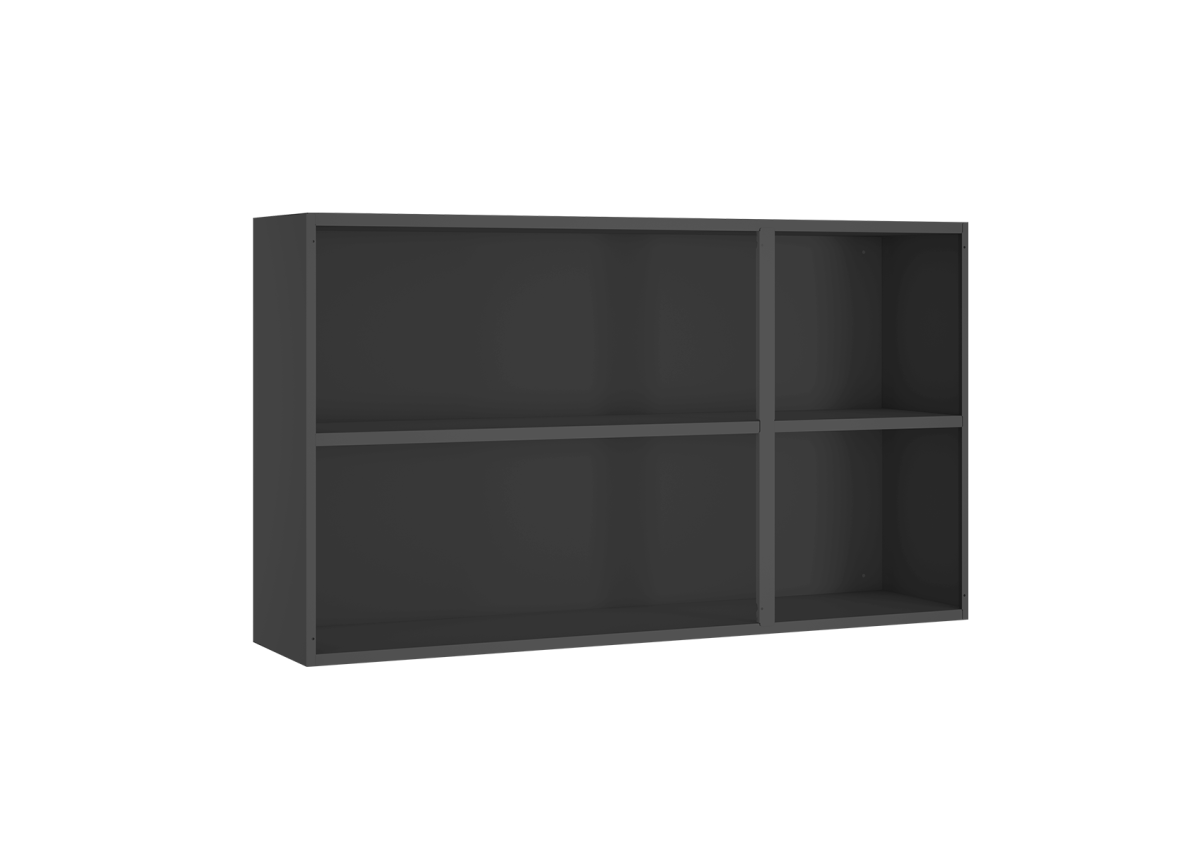 Armário Aéreo de Cozinha Grafite 3 Portas Alto com Vidro Exclusive - #1