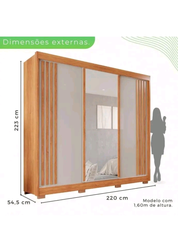 GUARDA ROUPA SALLETO ATENAS CINAMOMO/OFF 2,20m LARGURA 2,23m ALTURA - #4