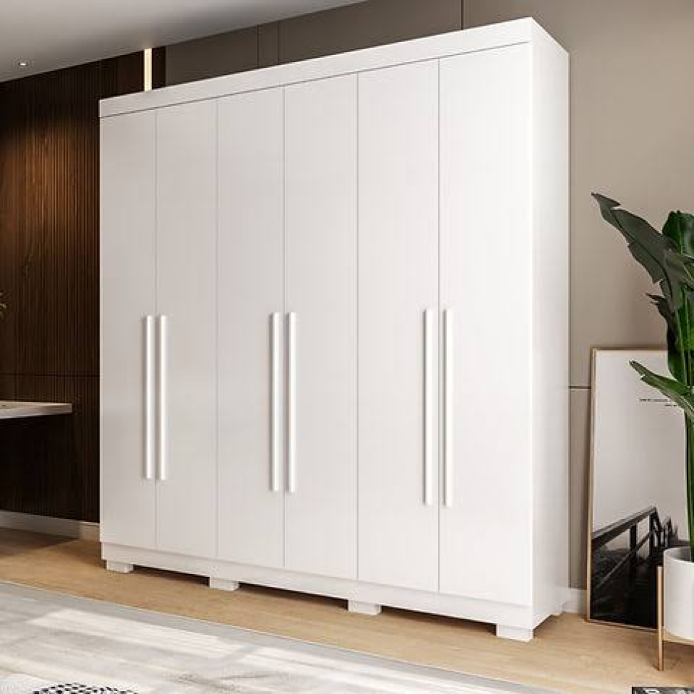GUARDA ROUPA ACP ÁGATA 6 PORTAS BRANCO 1,99m LARGURA 2,134m ALTURA - #2