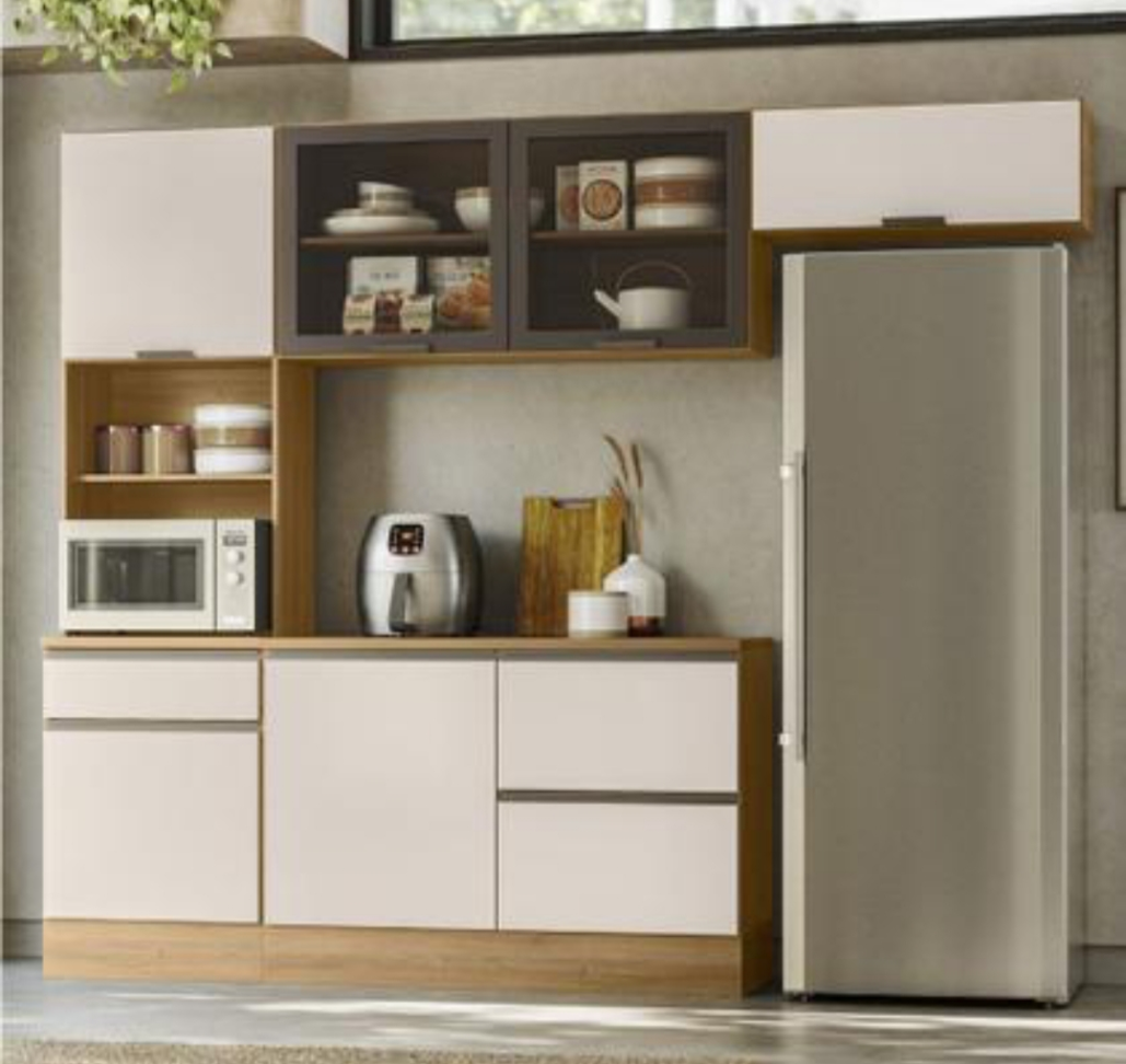 Cozinha Modulada Etna 4 peças Poliman Móveis cor OAK/OFF WHITE - #1