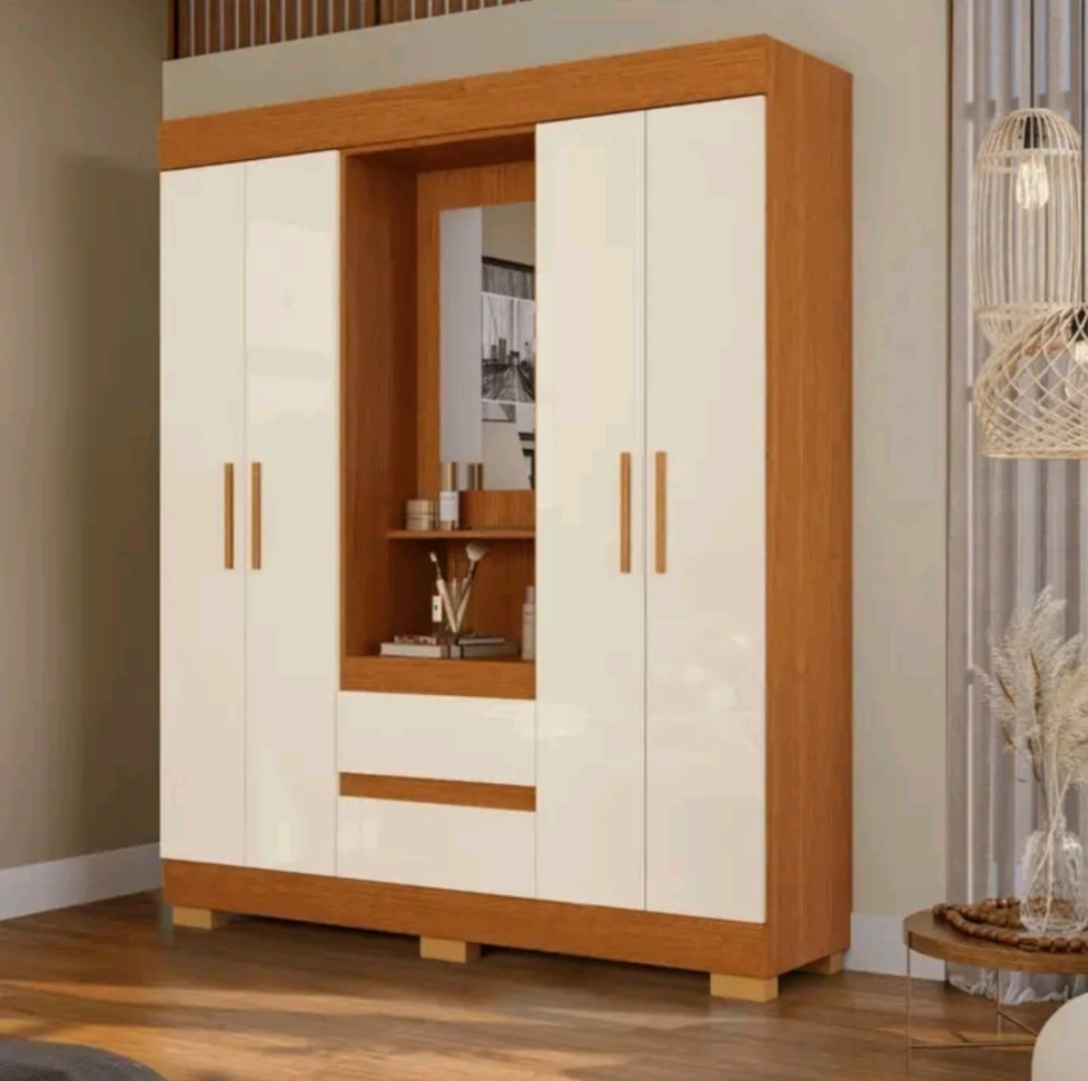 GUARDA ROUPA ISABELY 6 PORTAS COM ESPELHO NATURE/OFF 1,491m LARGURA 1,80m ALTURA 100%MDF - #1