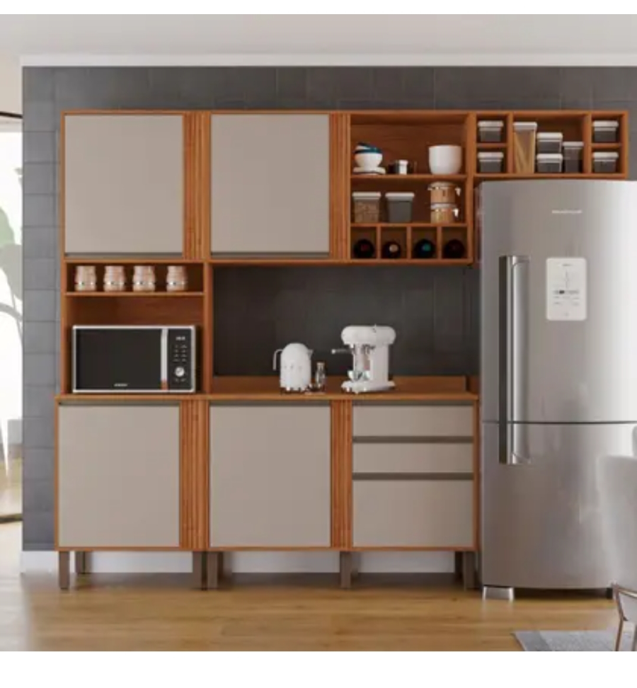Cozinha Compacta 4 Peças 5 Portas 2 Gavetas Pérola - - #1