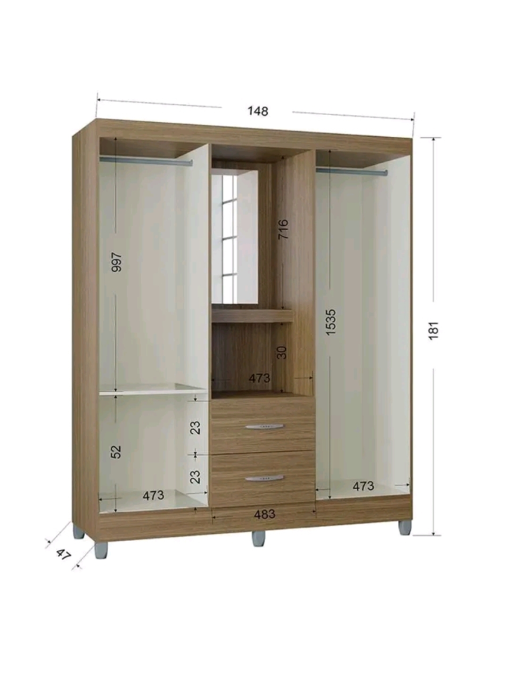 Guarda Roupa Solteiro Cordoba 4 Portas off Poquema - - #4