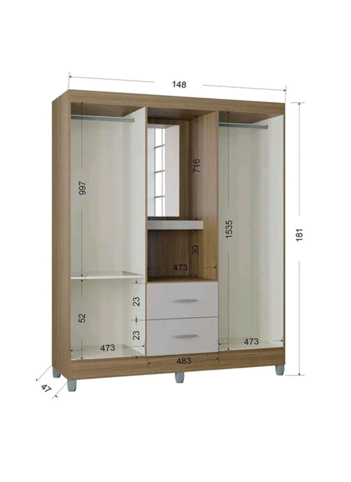 Guarda Roupa Solteiro Cordoba 4 Portas Castanho Off White Poquema - - #1