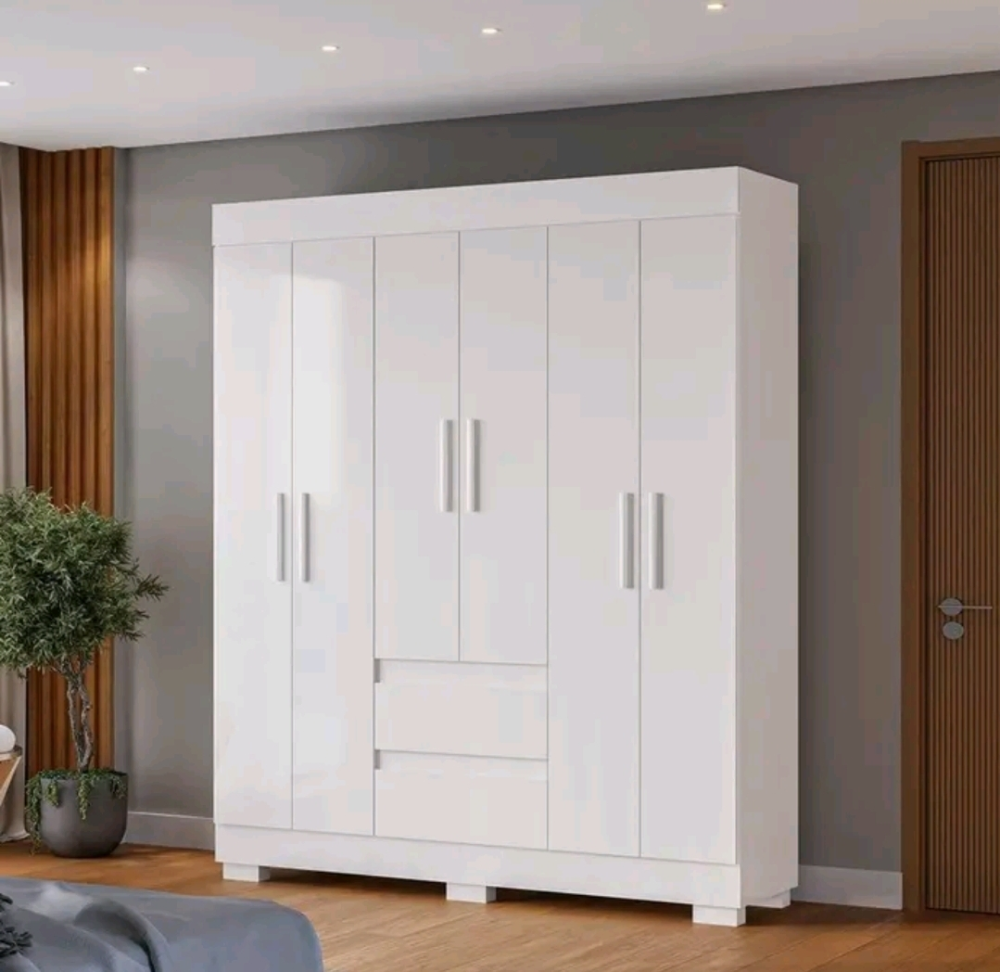 Guarda Roupa Acp Maya 6 Portas Com Pés - BRANCO 1491mm LARGURA 1,80M ALTURA - #1