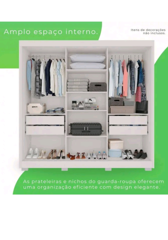 GUARDA ROUPA SALLETO ATENAS BRANCO 2,20m LARGURA 2,23m ALTURA - #5