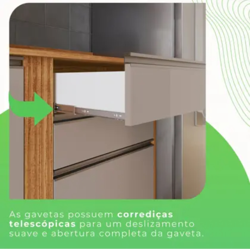 Cozinha Compacta 4 Peças 5 Portas 2 Gavetas Pérola - - #1