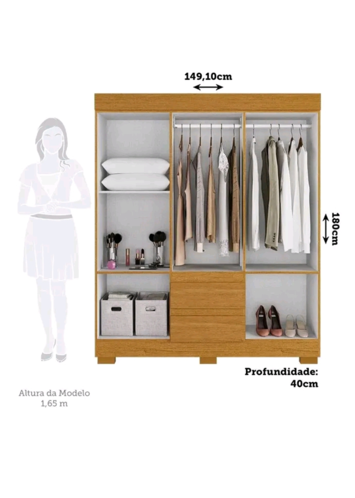 Guarda Roupa Acp Maya 6 Portas Com Pés - NATURE 1491mm LARGURA 1,80M ALTURA - #1