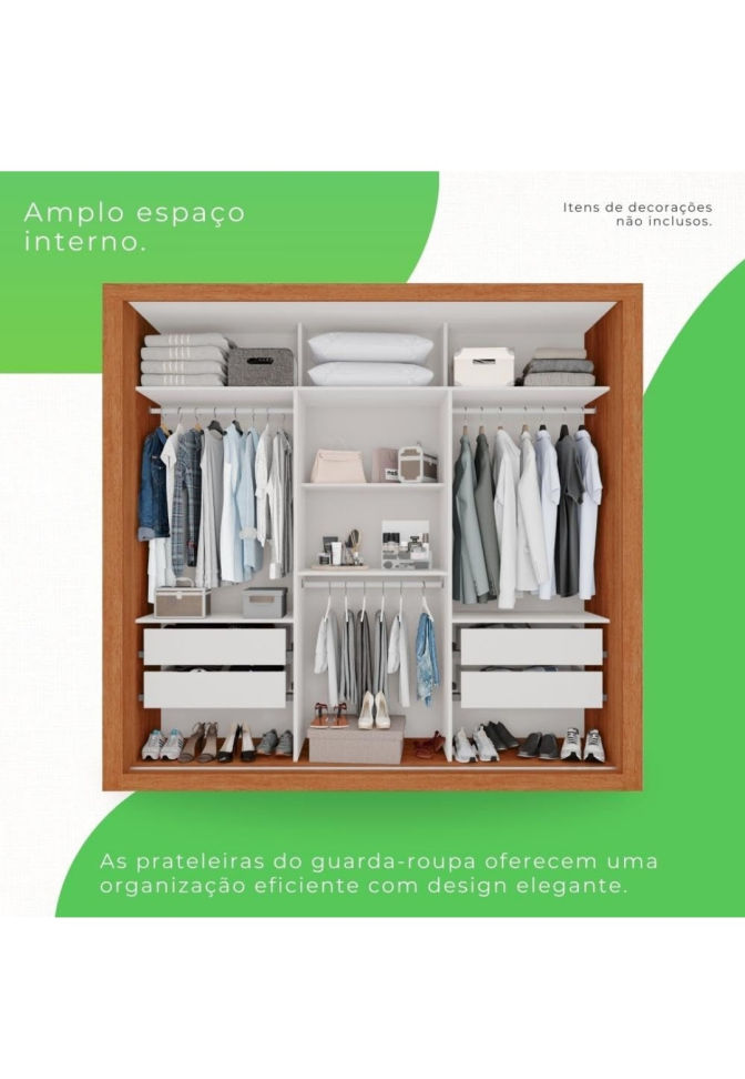 GUARDA ROUPA SALLETO PANAMÁ 3 PORTAS CINAMOMO/RIPADO 1,855m LARGURA 2,13m AlTURA 100%MDP - #2