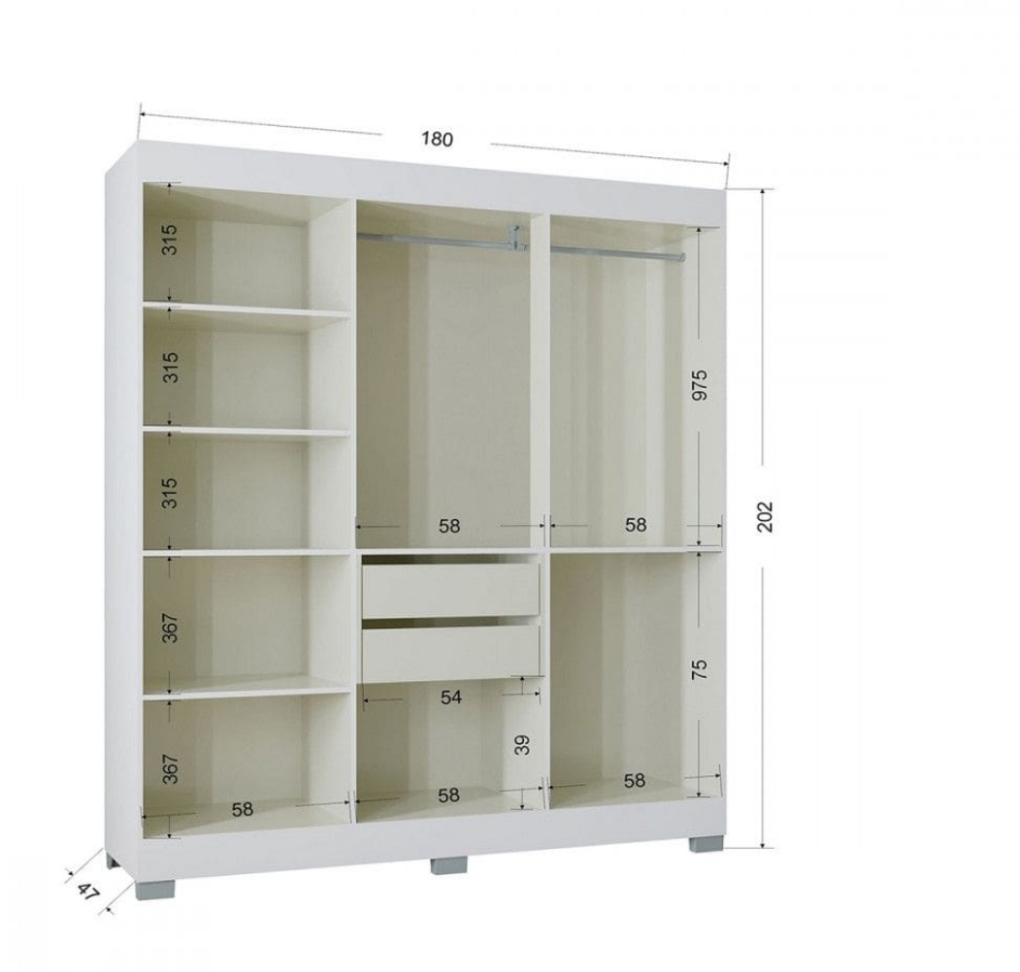 GUARDA ROUPA BARCELONA POKEMA 6 PORTAS 2 GAVETAS BRANCO 1,80m LARGURA 2.03m ALTURA - #2