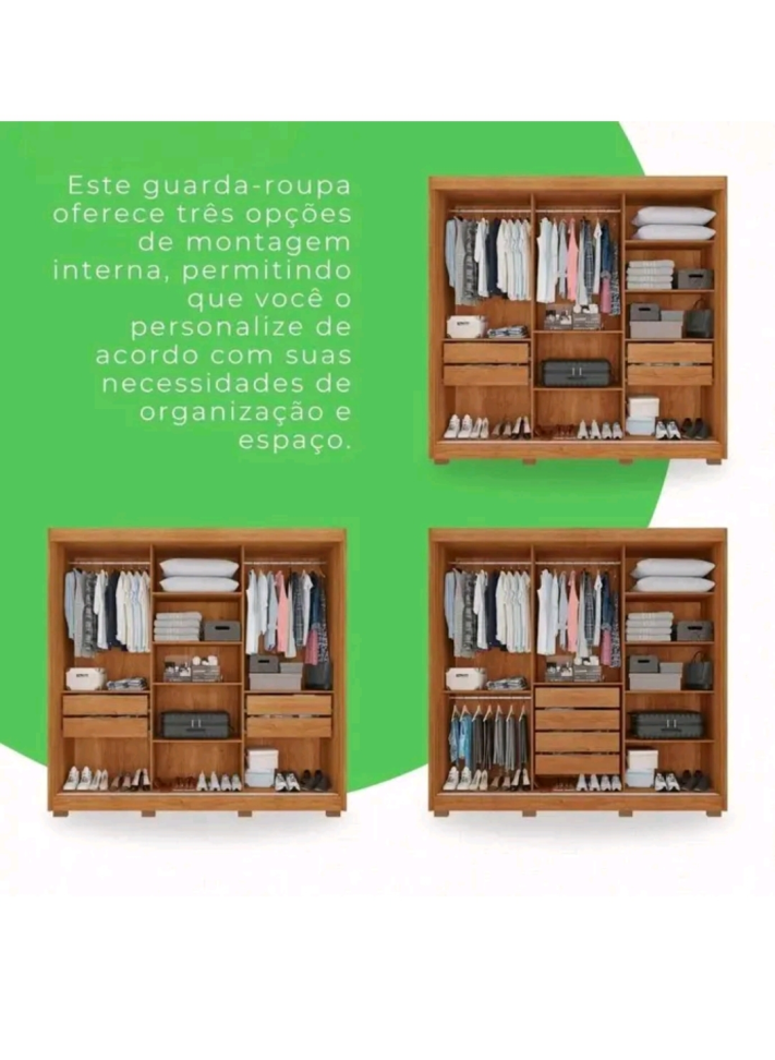 GUARDA ROUPA SALLETO ATENAS CINAMOMO/OFF 2,20m LARGURA 2,23m ALTURA - #3