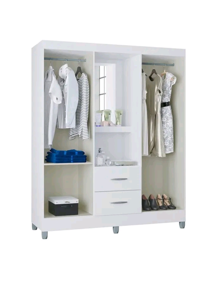 Guarda Roupa Solteiro Cordoba 4 Portas BRANCO Poquema - - #1