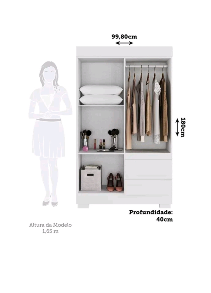 GUARDA ROUPA SOLTEIRO ACP MAYA 4 PORTAS BRANCO 998cm LARGURA 1,80m ALTURA 100%MDP - #1