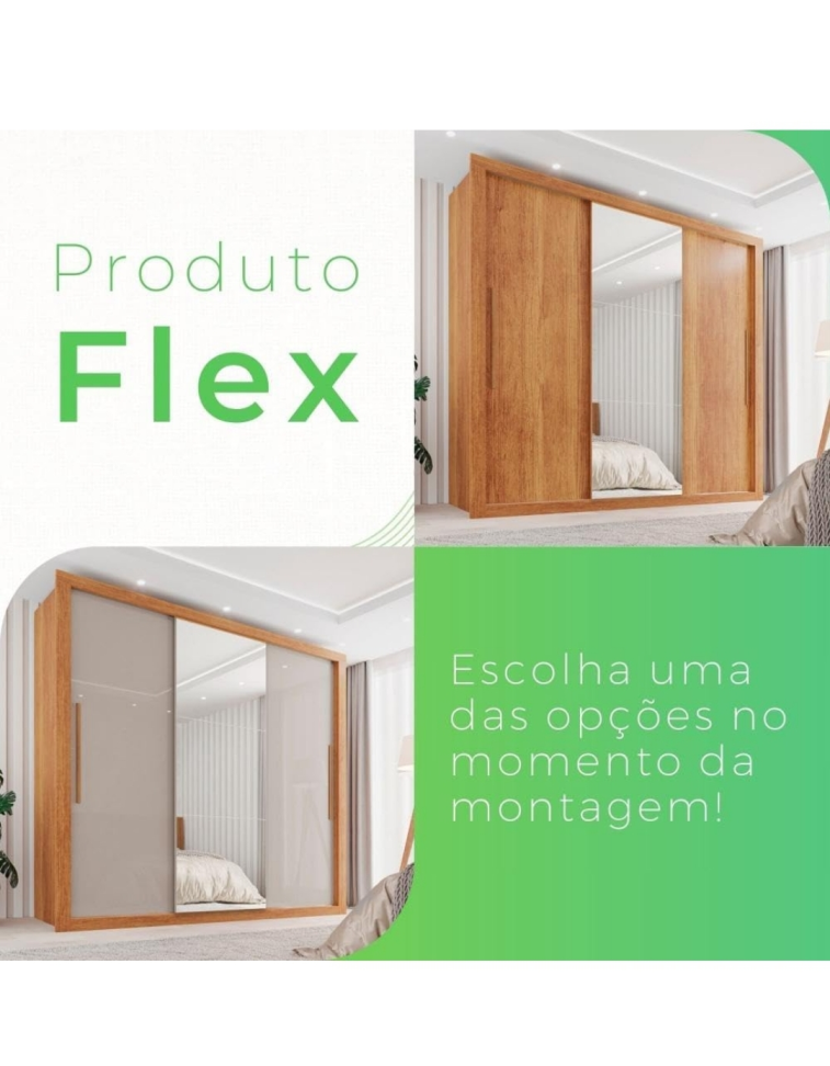 GUARDA ROUPA SALLETO PANAMÁ 3 PORTAS CINAMOMO/OFF 1,855m LARGURA 2,13m AlTURA 100%MDP - #2