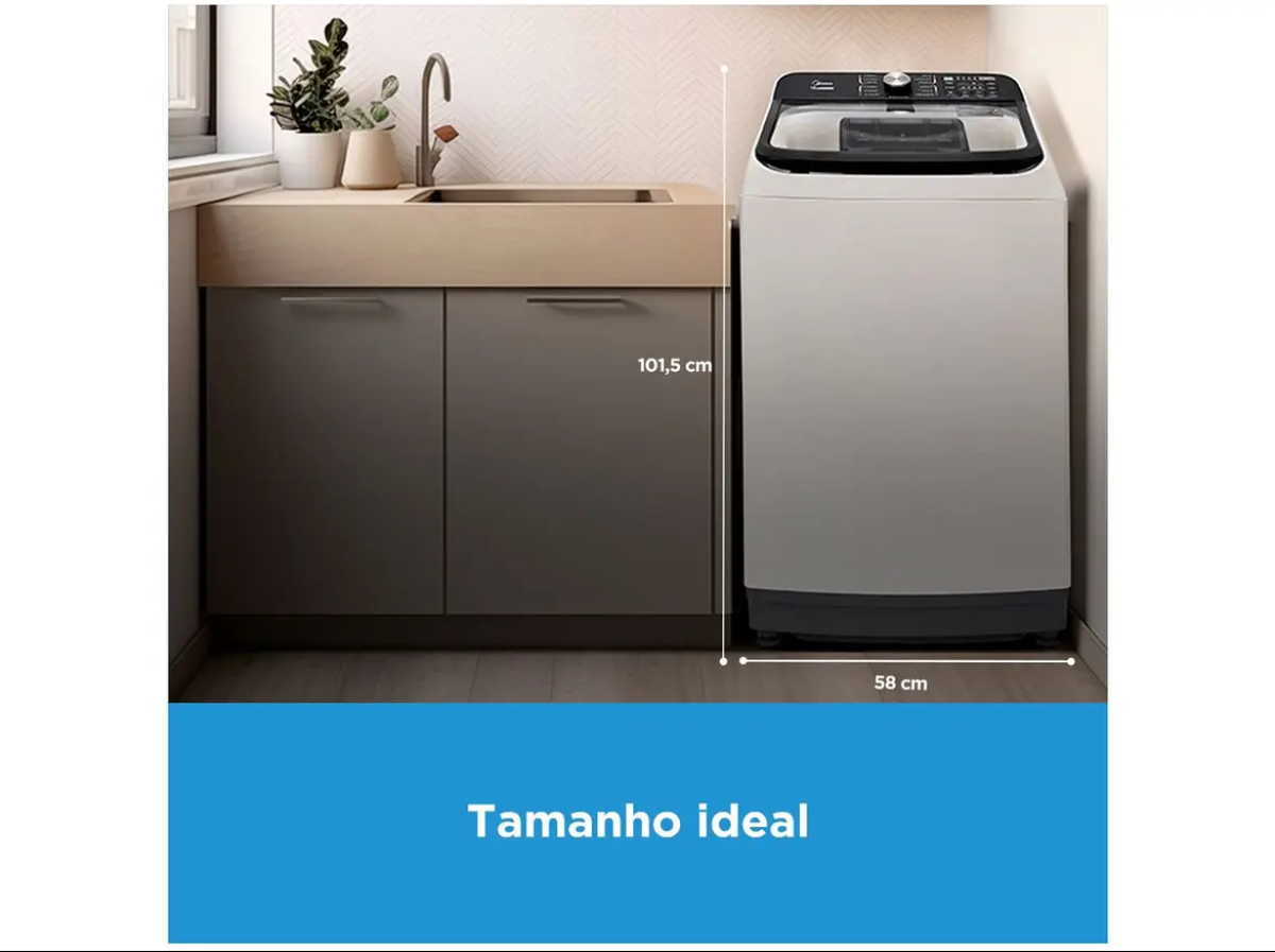 Lavadora de Roupas Midea 13kg Cesto Inox 13 Programas de Lavagem Branca Wave Agitator - #9