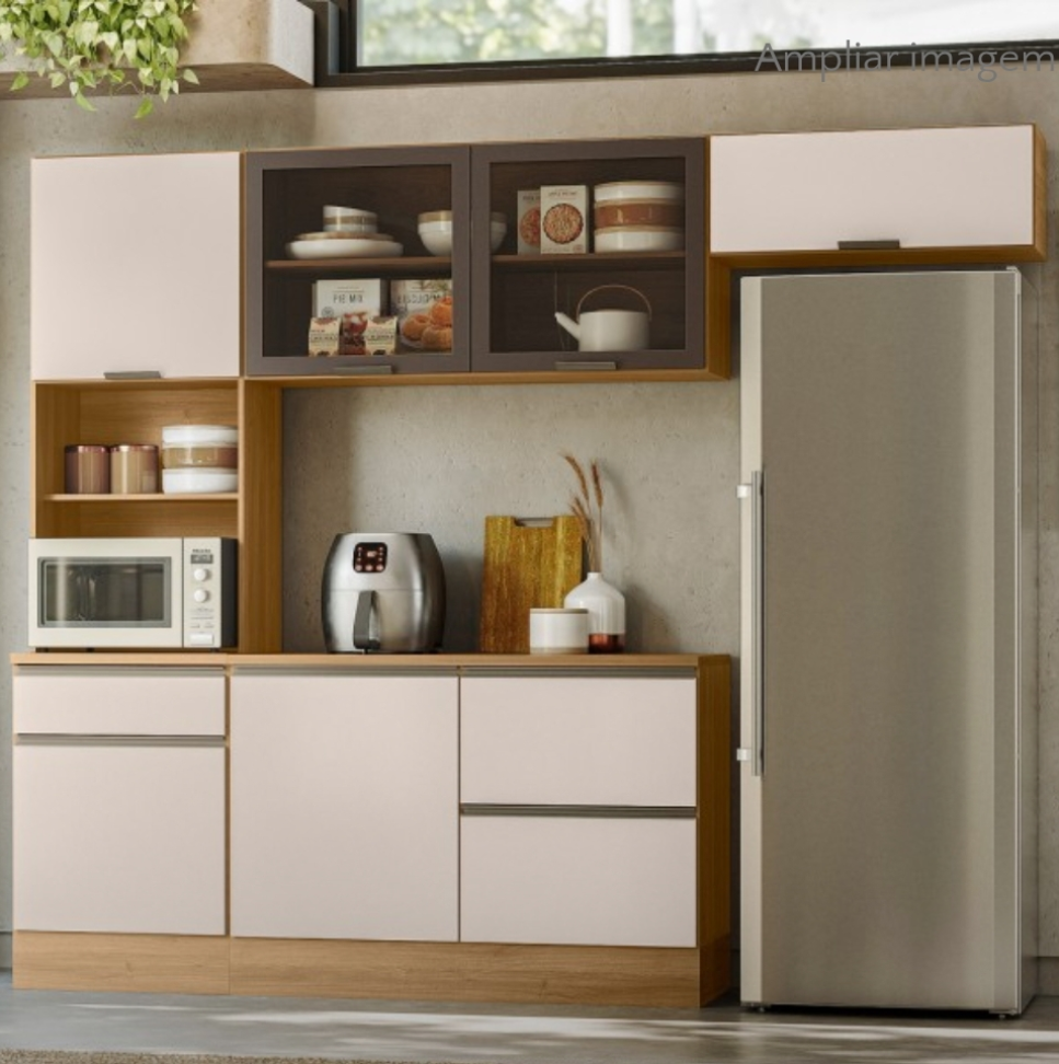 Cozinha Modulada Etna Cor Carvalho Off e Graffite - #1