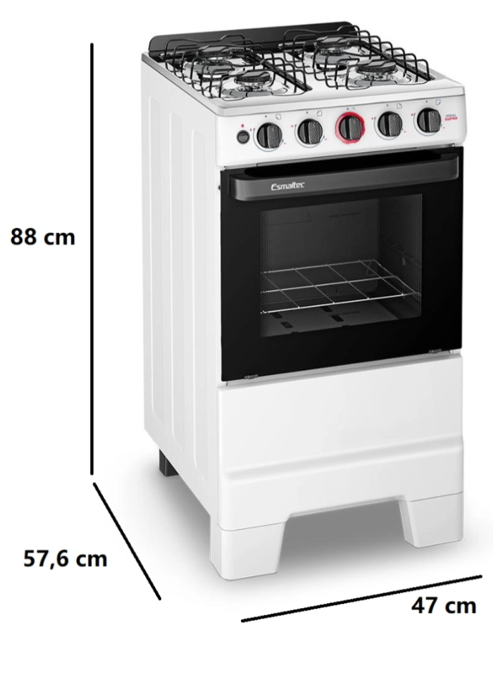 Fogão 4 bocas Esmaltec Mesa de Inox Acendimento Automático Branco Ideal Super F4IAB 4121 - #1