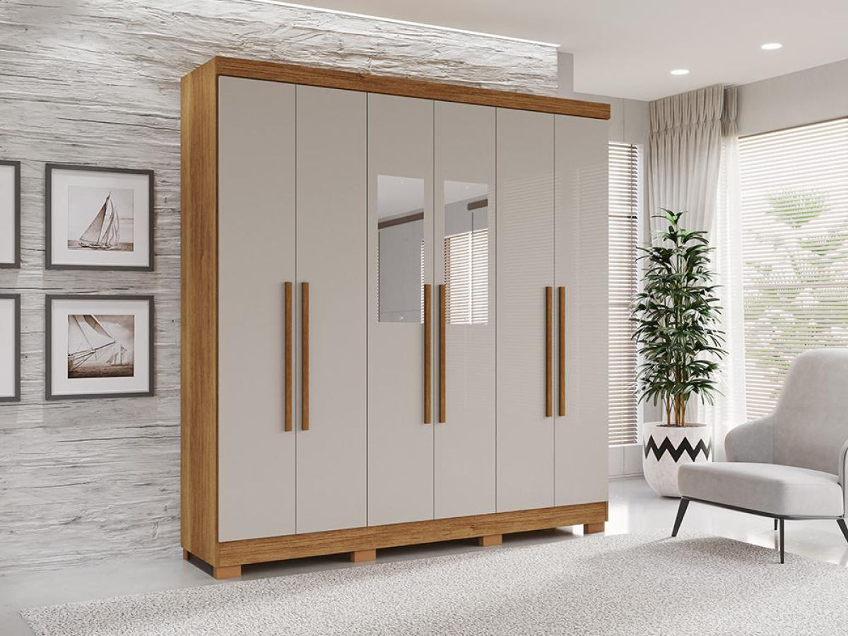 QUARDA ROUPA SALLETO RECIFE CINAMO/OFF 1,80m LARGURA 2.03m ALTURA - #1