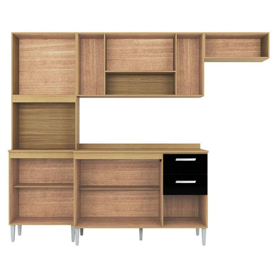 Cozinha Lavínia Balcão com Tampo Damasco Preto - Poquema - #3