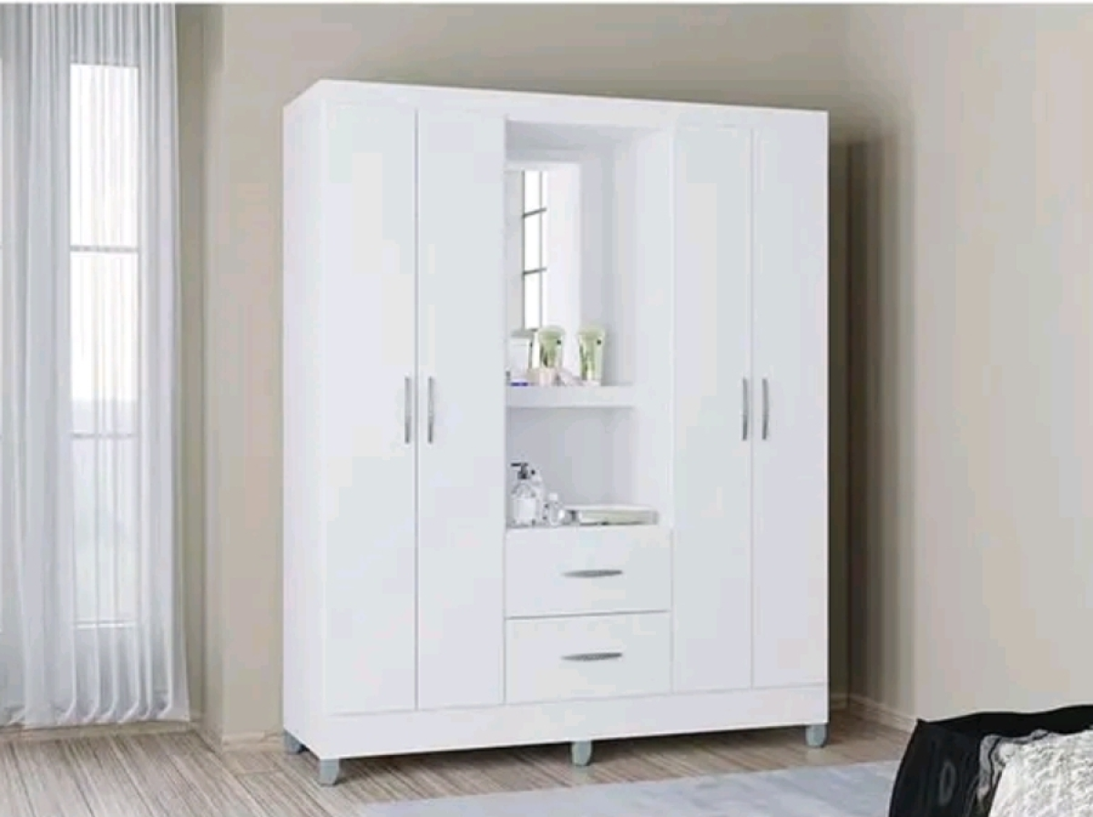 Guarda Roupa Solteiro Cordoba 4 Portas BRANCO Poquema - - #1