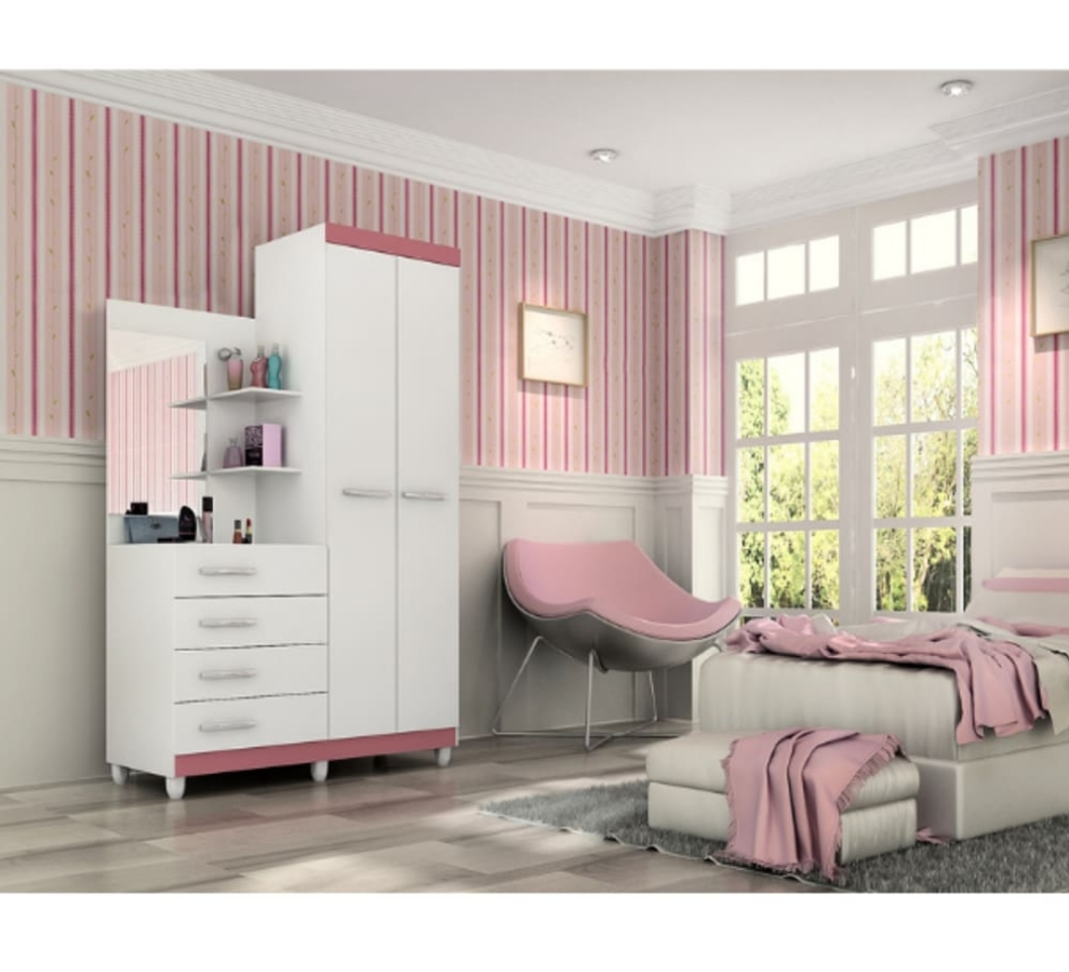 ROPEIRO MELISSA ACP 100%MDF BRANCO E BRANCO COM ROSA - #1