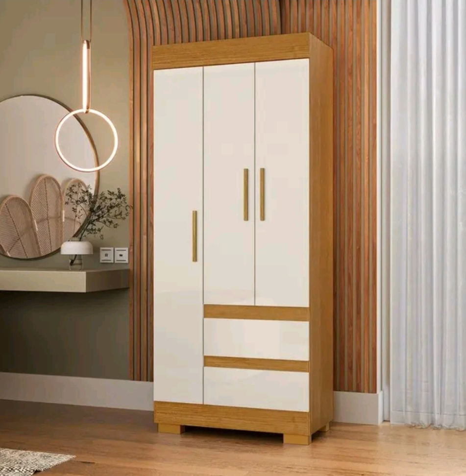 GUARDA ROUPA ACP MAYA 3 PORTAS SOLTEIRO NATURE/OFF 763mm LARGURA 1,80m ALTURA 100%MDP - #1