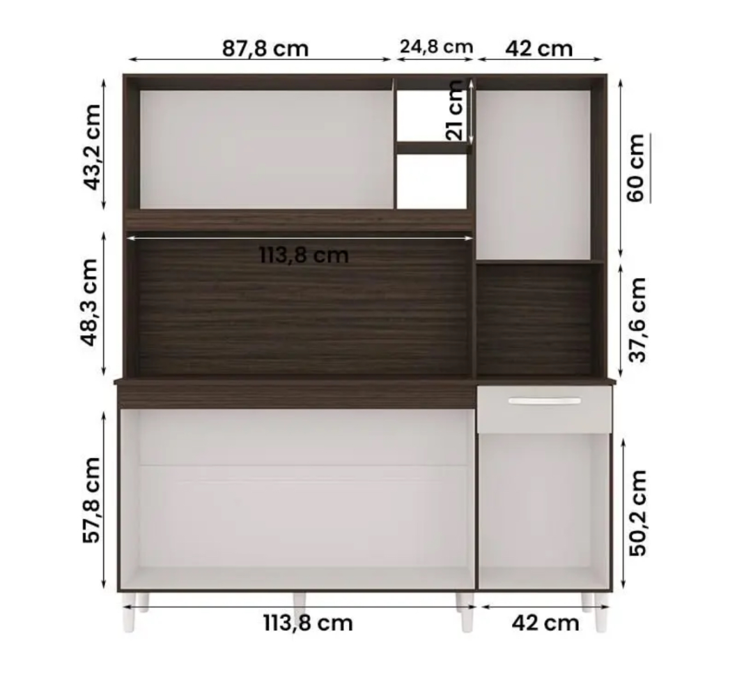 Armario Cozinha Barbara Com 6 Portas e 1 Gaveta - Poquema - #1
