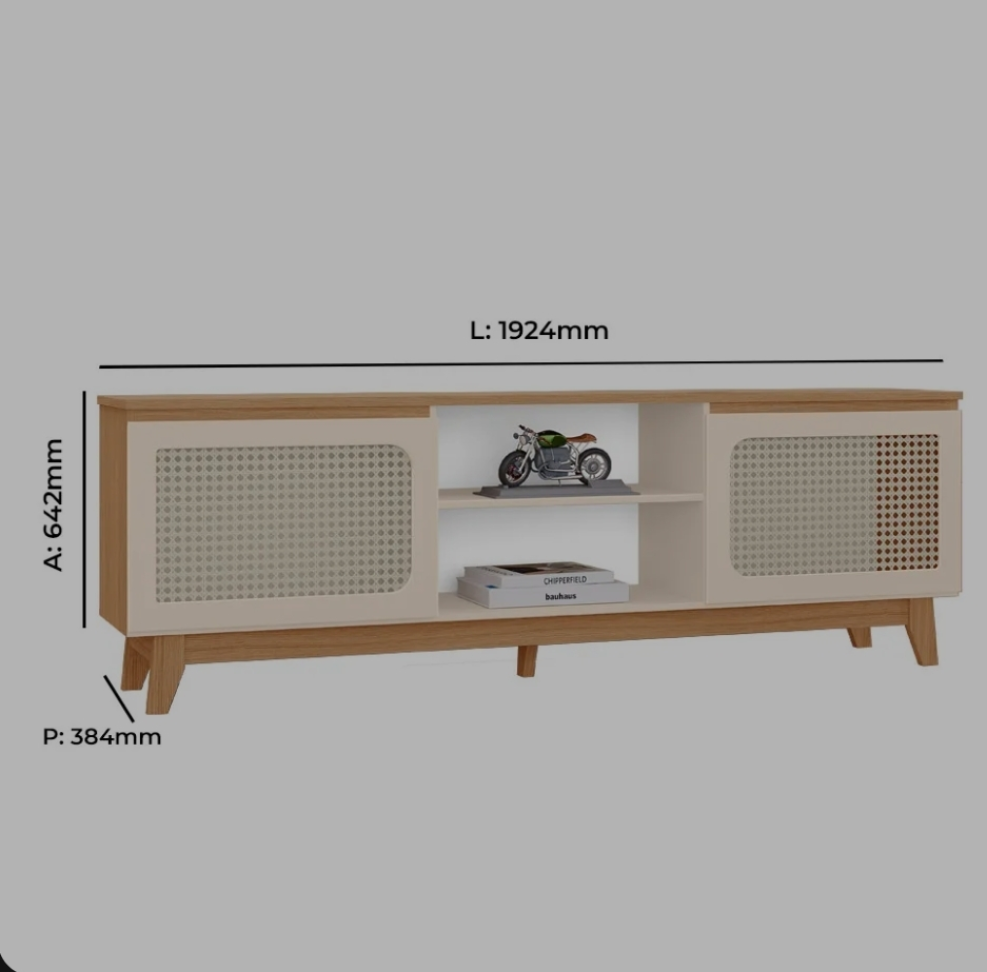 Rack Suellen 100% MDF Tuboarte 2 Portas 1 Nicho e Pés Estilo Retr - #3