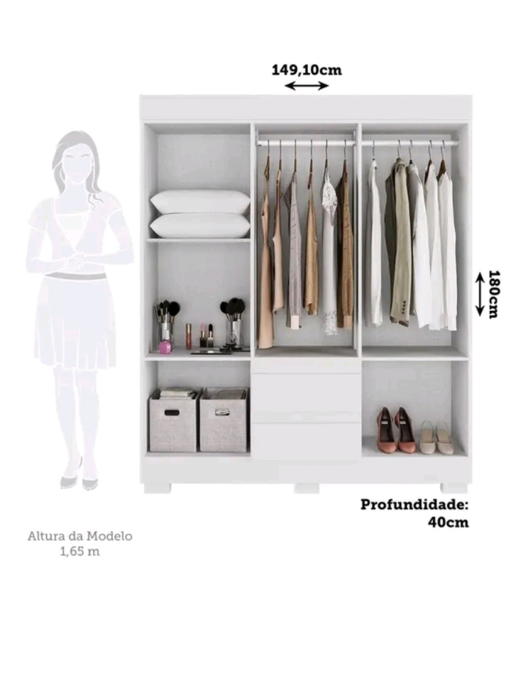 Guarda Roupa Acp Maya 6 Portas Com Pés - BRANCO 1491mm LARGURA 1,80M ALTURA - #1