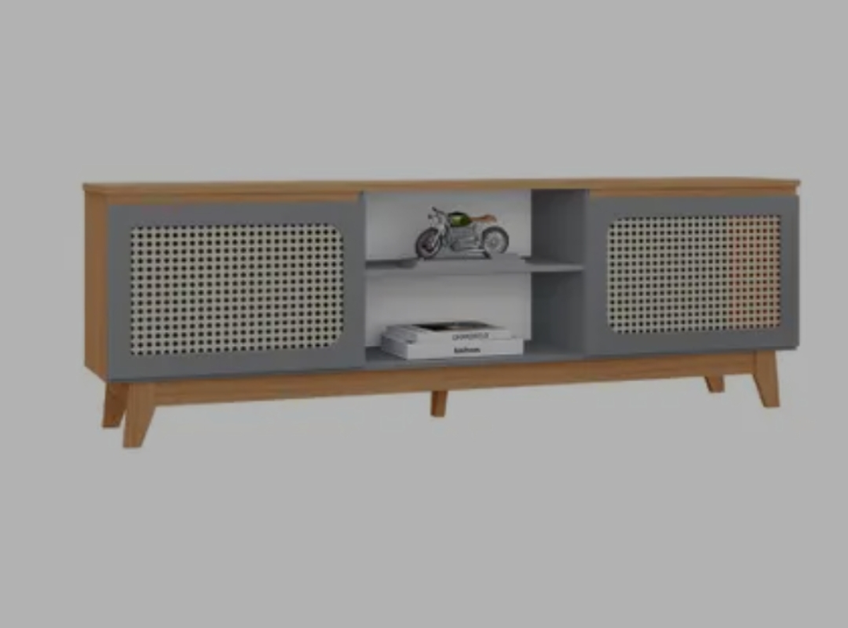 Rack Suellen 100% MDF Tuboarte 2 Portas 1 Nicho e Pés Estilo Retr - #2