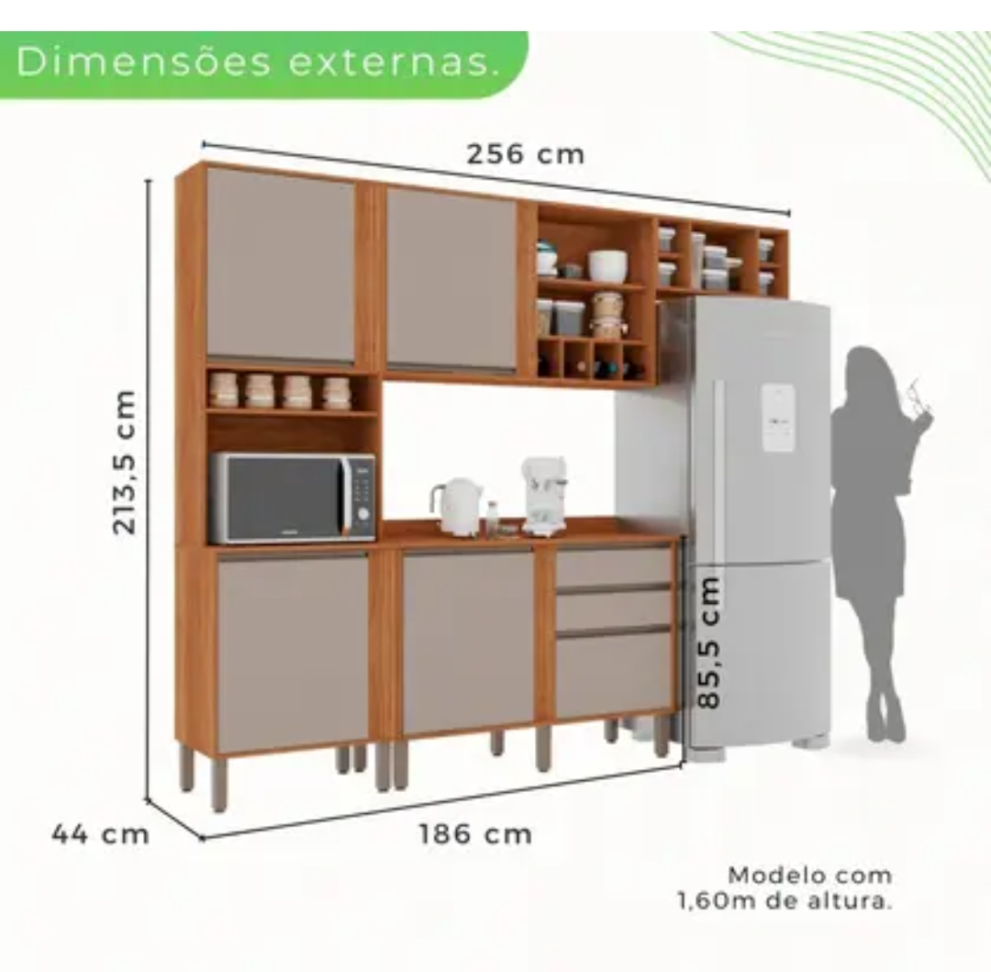 Cozinha Compacta 4 Peças 5 Portas 2 Gavetas Pérola - - #1