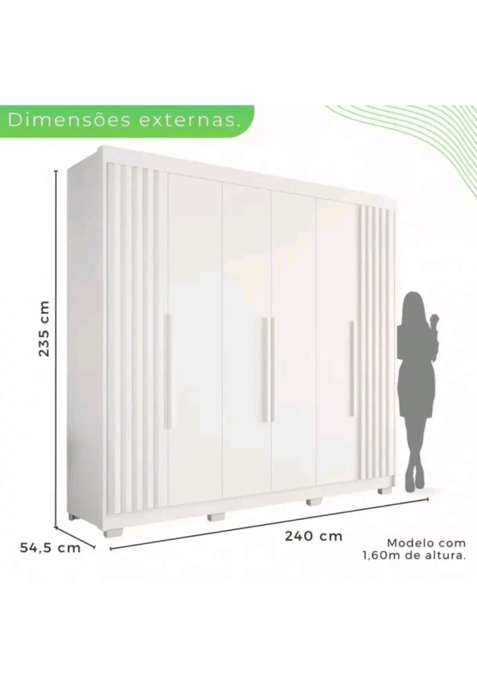 GUARDA ROUPA SALLETO GRANADA BRANCO 2,40m LARGURA 2,35m ALTURA 100%MDF - #3