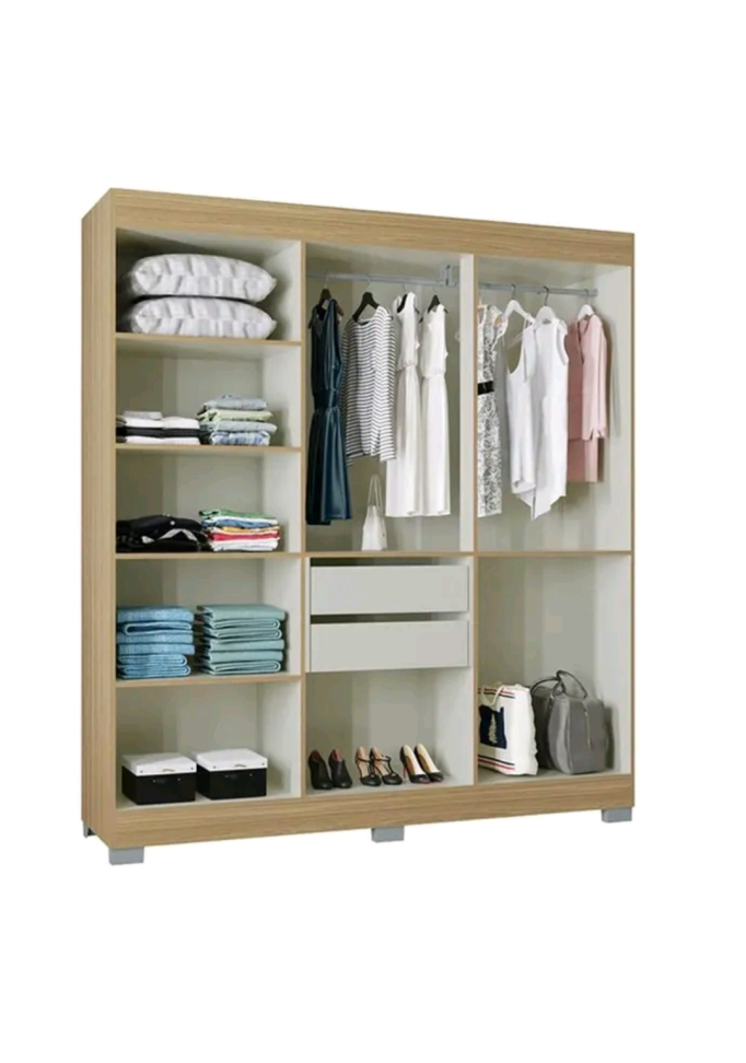 GUARDA ROUPA 6 PORTAS 2 GAVETAS DAMASCO/OFF 1,80m LARGURA 2.03m ALTURA - #3