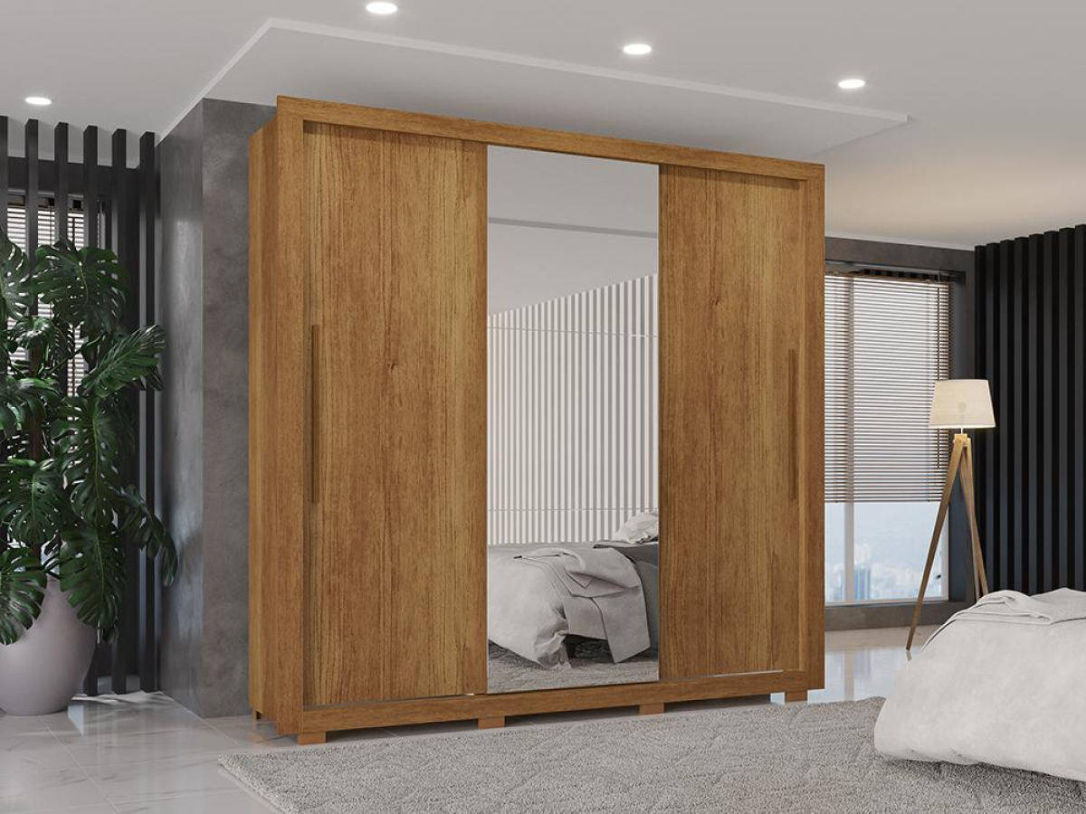 GUARDA ROUPA SALLETO PANAMÁ 3 PORTAS CINAMOMO 1,855m LARGURA 2,13m AlTURA 100%MDP - #2