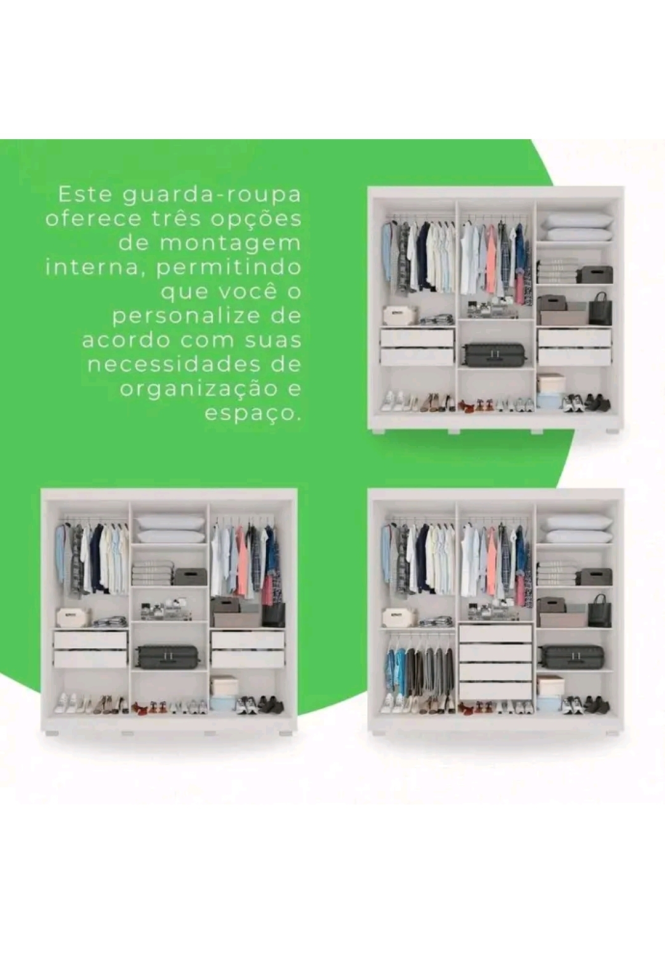 GUARDA ROUPA SALLETO ATENAS BRANCO 2,20m LARGURA 2,23m ALTURA - #4