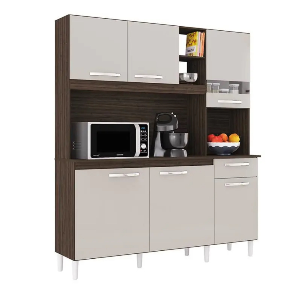 Armario Cozinha Barbara Com 6 Portas e 1 Gaveta - Poquema - #1