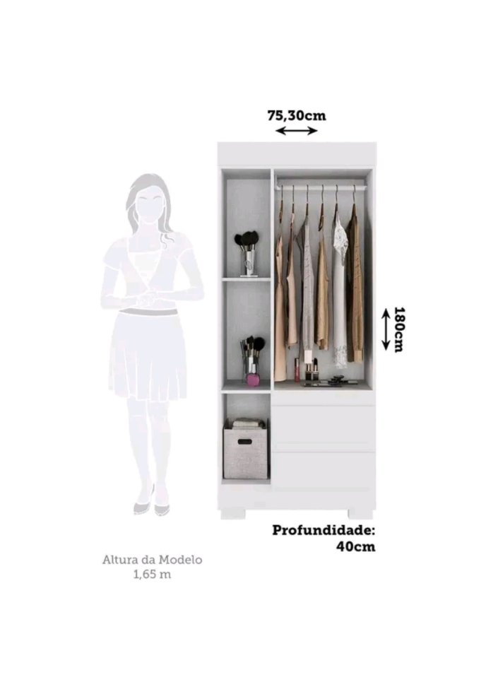 GUARDA ROUPA ACP MAYA 3 PORTAS SOLTEIRO BRANCO 763mm LARGURA 1,80m ALTURA 100%MDP - #1