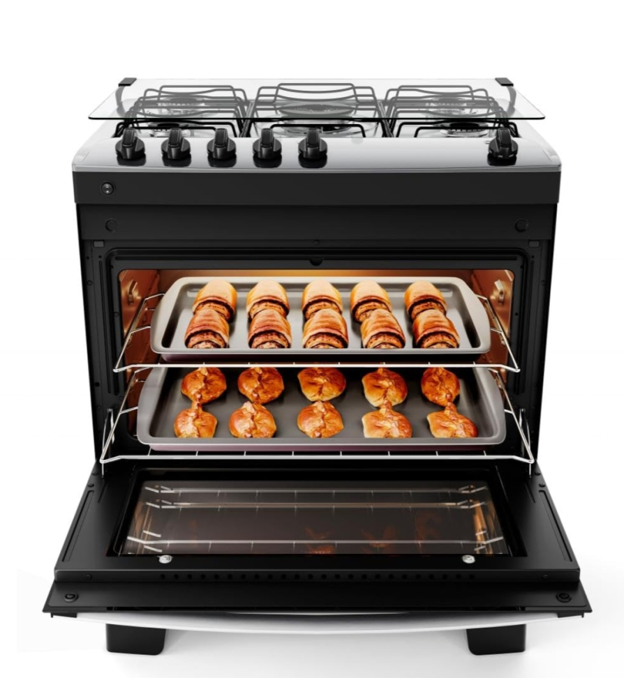 Fogão 5 Bocas Preto Com Mesa Inox Atlas Agile Up - #1