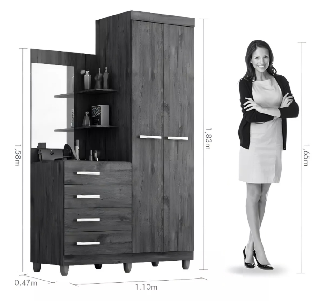 ROPEIRO MELISSA ACP 100%MDF BRANCO E BRANCO COM ROSA - #1