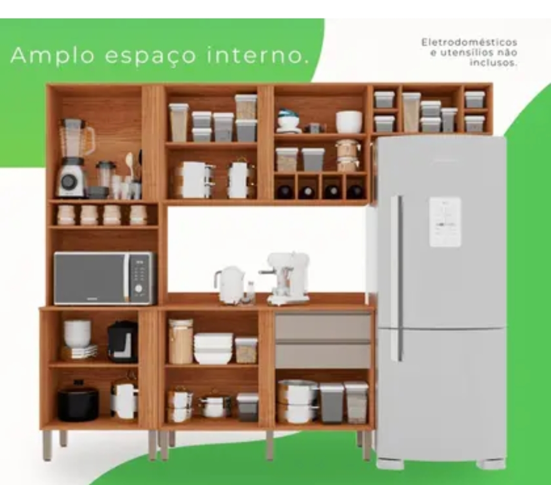 Cozinha Compacta 4 Peças 5 Portas 2 Gavetas Pérola - - #1